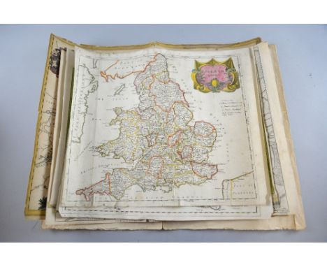 R. Morden map of England, Bishoprick of Durham, Hertfordshire and Worcestershire, Carte de l'ocean occidental, plans of the p