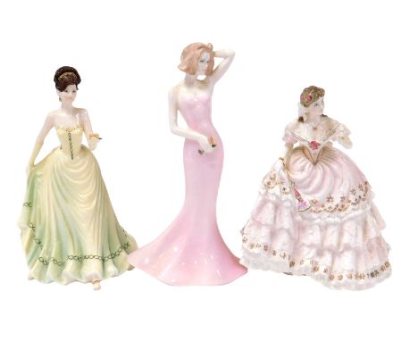 A Coalport porcelain figure modelled as With Love, another figure of Eleanor, Silhouettes series and a Royal Worcester figure