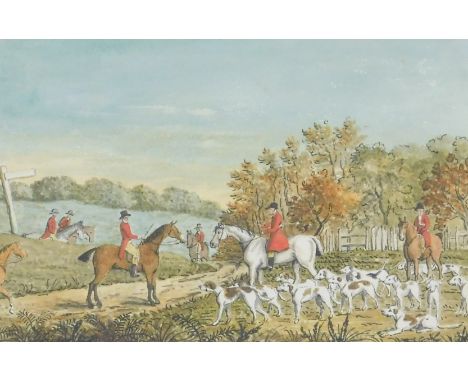 William W Atkinson (British, 19thC). Hunting scene with dogs, watercolour, signed, dated 1849, 18.5cm x 23cm.