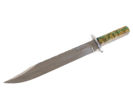 An A Wright and Son Ltd hunting knife, with a marbled handle, and steel blade, 45cm long.