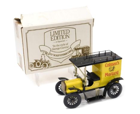 A limited edition of Ipswich vintage model Colman's mustard van, in the style of George Carette, scale 1/13, with JB Balloon 