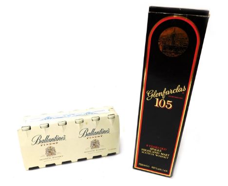A bottle of Glenfarclas 105 highland malt scotch whisky, 8 years old, 750ml, boxed, together with twelve miniature bottles of
