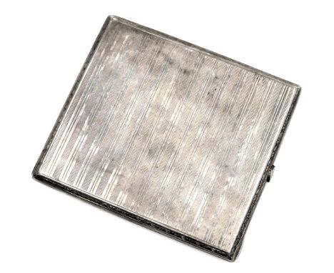 A silver cigarette case, with engine turned decoration, hallmarks worn, 4.42oz.