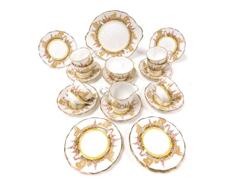 A Royal Albert porcelain Greenways pattern part tea service, comprising cream jug, sugar bowl, bread plate, six teacups, sauc