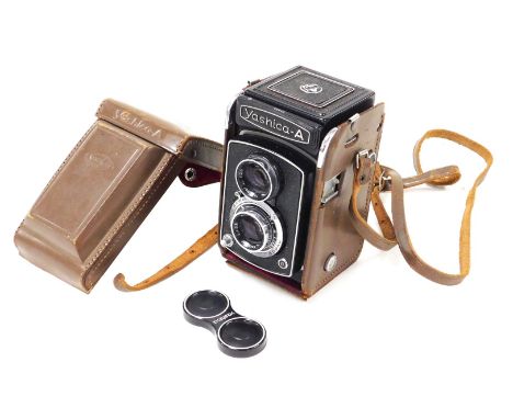 A Yashica-A TLR camera. 