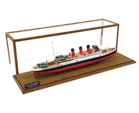 A scale model off the coastal steamer Saint Columba, formerly the Queen Alexandra, perspex cased, model 58cm wide.