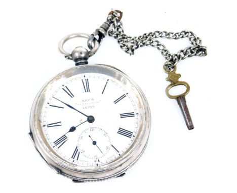 A Kay's "Perfection" lever gentleman's open faced pocket watch, key wind, circular enamel dial bearing Roman numerals, subsid