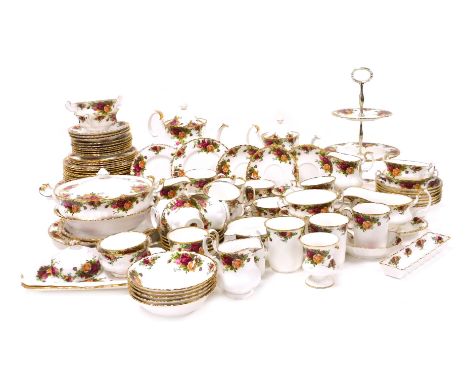 A Royal Albert porcelain Old Country Roses pattern part dinner, tea and coffee service, including a vegetable tureen and cove