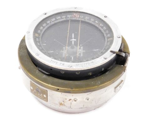 A WWII Air Ministry P8 aircraft compass, number 11775.H.