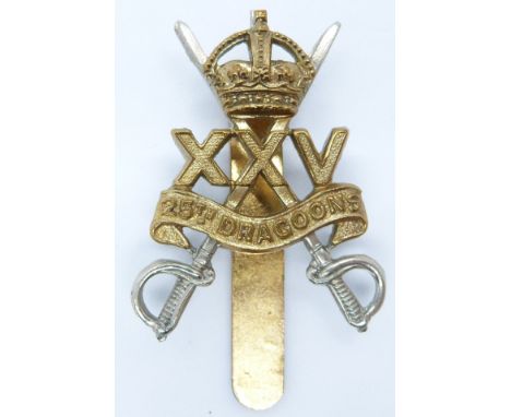 British Army 25th Dragoons officer's gilt cap badge