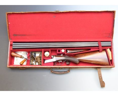 Joseph Bourne & Son 12 bore side by side shotgun with engraved  locks, trigger guard, underside, top plate and thumb lever, c