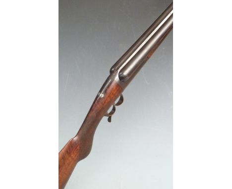 French 16 bore side by side shotgun with chequered semi-pistol grip and forend, trigger style underlever, double ring trigger