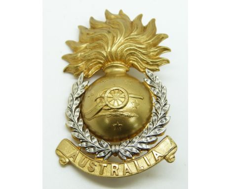 Australian Army Australian Field Artillery WWI officer's gilt hat badge