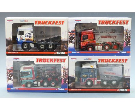 Four Corgi Truckfest 1:50 scale limited edition diecast model lorry tractor units Pollock (Scotrans) Ltd CC13704, Outdoor Ser