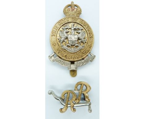 British Army City of London Yeomanry Rough Riders metal hat badges
