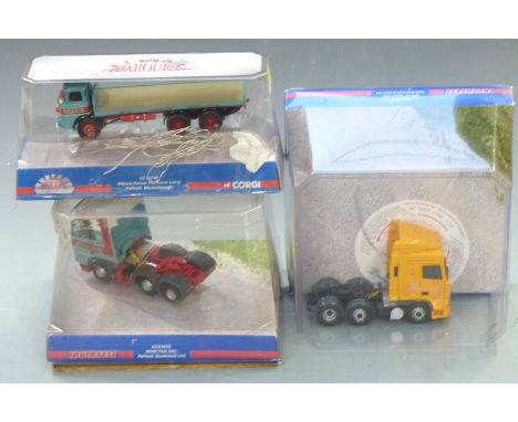 Three Corgi 1:50 scale diecast model lorries Marques of Distinction Pollock CC11610 and Truckfest Pollock CC13410 and Jack Ri