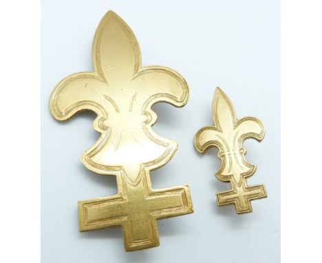 Two British Army Scout metal proficiency badges