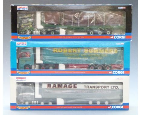Three Corgi Hauliers of Renown 1:50 scale limited edition diecast model vehicles Ramage Transport Ltd CC13217, R &amp; H Scot