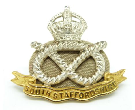British Army South Staffordshire Regiment officer's gilt cap badge