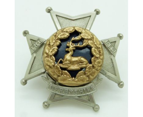 British Army Derbyshire Regiment officer's cap badge
