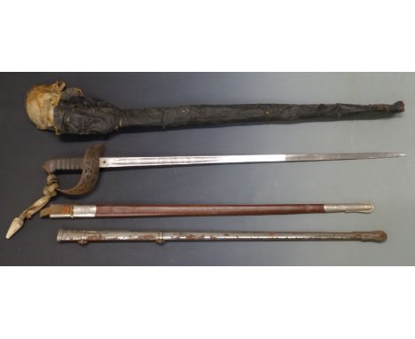 British 1895 pattern infantry officer's sword by Bartels &amp; Co, London, with etched 83cm blade, leather and metal scabbard