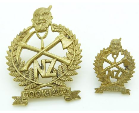 Two New Zealand Army WWI New Zealand Expeditionary Force Native Contingent Maori Battalion Cook Island Company metal hat and 