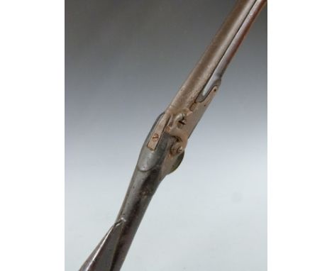Percussion, converted from flintlock, hammer action Brown Bess gun with lock marked Tower and with crown over GR cypher, bras
