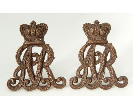 British Army Oxfordshire Yeomanry pair of officer's collar badges stamped Firmin, London