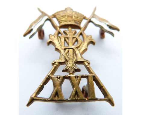 British Army 21st Lancers Victorian pattern other ranks metal cap badge
