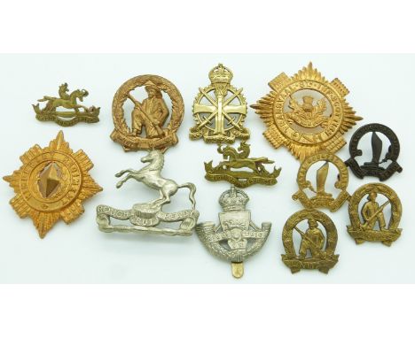 Twelve South Africa Army Natal Mounted Rifles, Umvoti Mounted Rifles etc metal badges&nbsp;