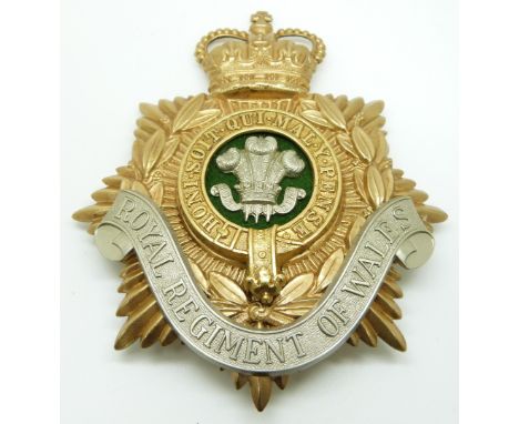 British Army Royal Regiment of Wales bi-metal helmet plate