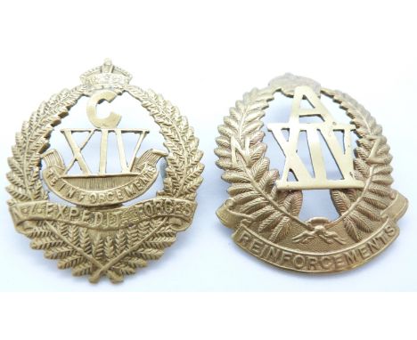 New Zealand Army 14th Reinforcements A and C Companies metal hat badges