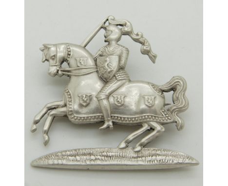 British Army Fife and Forfar Yeomanry officer's white metal cap badge