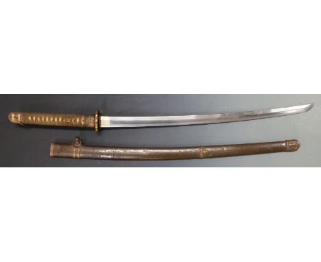 Japanese WWII&nbsp;Shin Gunto Army Katana with&nbsp;painted factory numbering, overall length 103cm