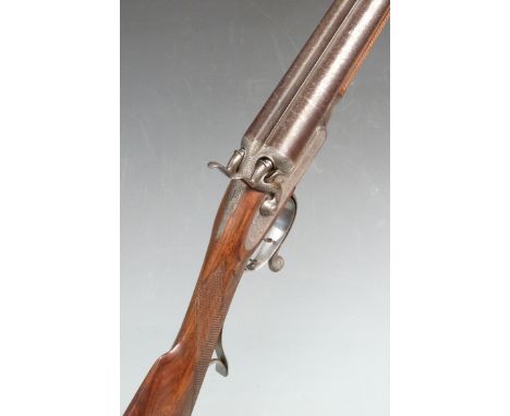 Unnamed 16 bore side by side hammer action shotgun with engraved locks, hammers, top plate, underside and rotary underlever, 