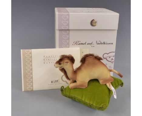 Steiff Original Club Edition 2005 'Camel on a Pin Cushion', 420474, with button to ear, tags and certificate, 8cm tall, in or
