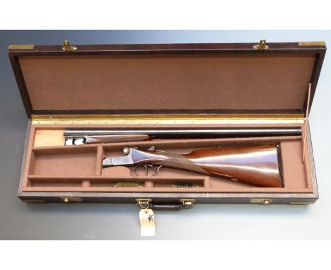 Gunmark Merlin 12 bore side by side ejector shotgun with engraved  locks, trigger guard, underside, top plate and thumb lever
