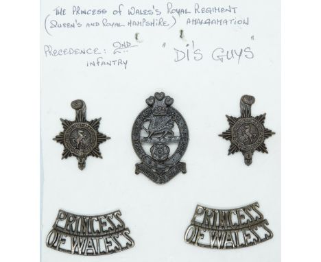 British Army Princess of Wales Royal Regiment badge set including cap, collar and shoulder titles