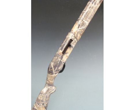 Webley & Scott 810 12 bore semi-automatic shotgun with camouflage finish, chequered semi-pistol grip and forend, vented top r