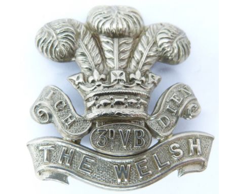 British Army Welsh Regiment 3rd Volunteer Battalion metal cap badge