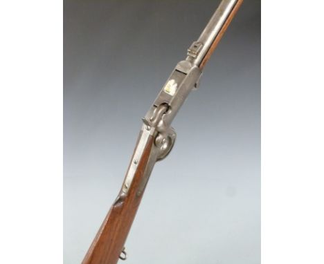 Burnside model 1864 breech loading underlever percussion hammer action carbine rifle with pop-up sights, belt loop, top flat 