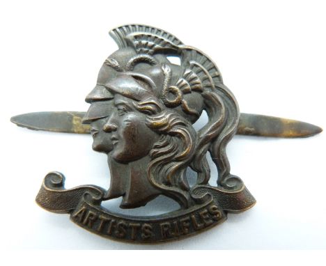 British Army 28th County of London Battalion Artists Rifles officer's metal cap badge