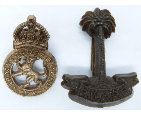 Army Cadet Force and Royal West African Frontier Force economy plastic badges