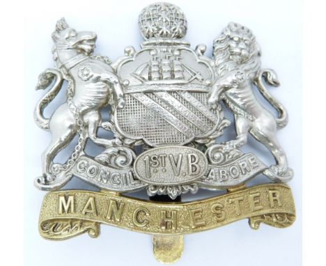 British Army Manchester Regiment 1st Volunteer Battalion metal cap badge