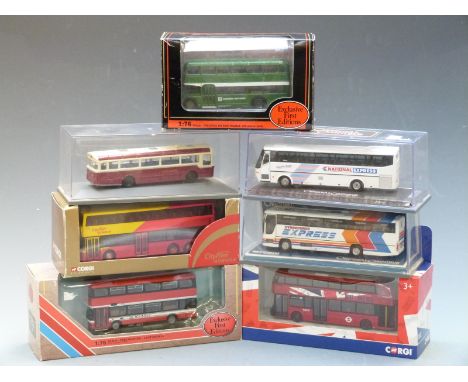 Seven Corgi Original Omnibus Company (OOC), Exclusive First Editions (EFE) and similar diecast model buses and coaches, all i