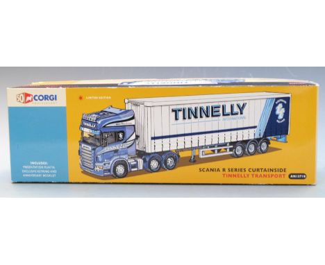 Corgi Anniversary 1:50 scale limited edition diecast model Tinnelly Transport Scania R Series Curtainside lorry, AN13710, in 