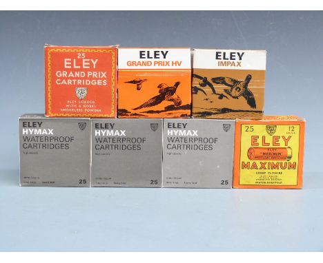 One-hundred-and-sixty-two Eley 12 bore shotgun cartridges including Maximum, Impax, Grand Prix HV, etc, all in original boxes