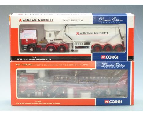 Two Corgi 1:50 scale limited edition diecast model lorries Castle Cement Ltd 74903 and Reid's Transport Minishant CC13206, bo