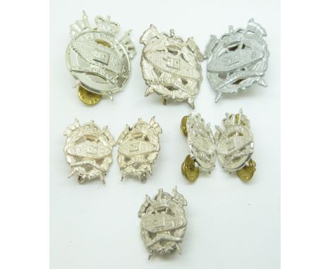 Eight Australian Army Royal Armoured Corps metal hat and collar badges&nbsp;