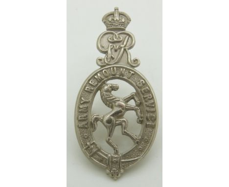 British Army, Army Remounts Service officer's white metal cap badge
